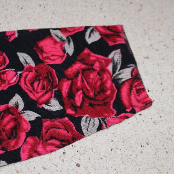 Rebecca Malone Woman Red and Tan Roses on a Black Crew Neck Sweater - Picture 5 of 14